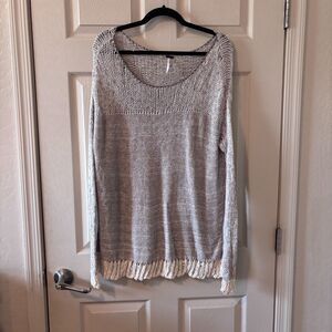 Free People Beach Open Knit Fringe Oversized Sweater XS